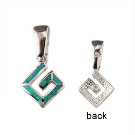 The Neptune Collection - Sterling Silver Pendant - Square Greek Key & Opal (8mm)