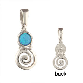 The Neptune Collection - Sterling Silver Pendant - Swirl Motif & Opal (18mm)
