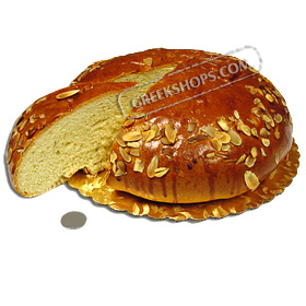 Traditional Freshly Baked Vasilopita - New Year's bread (Tsoureki style)