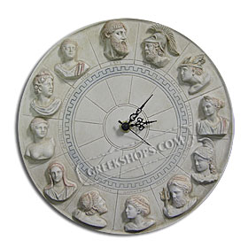 Twelve Gods of Olympus Clock (10" diameter)