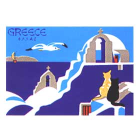 Cats overlooking Greek Islands Tshirt 78