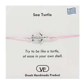 The Filia Bracelet Collection:: Greek Turtle adjustable Macrame Pink Bracelet