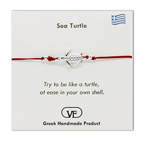 The Filia Bracelet Collection:: Greek Turtle adjustable Macrame Red Bracelet