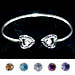 Sterling Silver Greek Key Heart Gemstone Cuff Bracelet