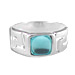 Sterling Silver Ring - Greek Key Clear Turquoise Square