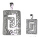 Sterling Silver Pendant - Double Sided Greek Key and Floral (30mm)
