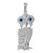 Platinum Plated Sterling Silver Pendant - Swaying Owl (28mm)