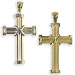 14k Gold Cross Pendant - Two-tone with White Gold (38mm)