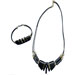 Ceramic Necklack & Bracelet leather set K370_B220 black