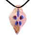 Murano Glass Teardrop Pendant - Pink & Blue Flower