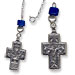 Sterling Silver Rear-view Mirror Charm - Virgin Mary and Crucifix