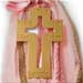 Baby Cradle Decorative Ornament features Gold Plated Cross, for Girls 