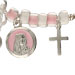 Sterling Silver Baby Girl Safety Pin w/ Virgin Mary and Cross Charms