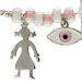 Sterling Silver Baby Girl Safety Pin w/ Girl and Evil Eye Charms