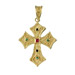 Justinian Collection - 24k Gold Plated Sterling Silver Pendant - Cross w/ Cubic Zirconia (34mm)
