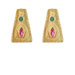 Justinian Collection - 24k Gold Plated Post Earrings - Trapezoid w/ Colored Cubic Zirconia (20mm)