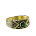 The Theodora Collection - 24k Gold Plated 2-tone Sterling Silver Byzantine Adjustable Ring w/ Green 