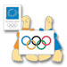 Athens 2004 Mascots Holding IOC Flag Pin