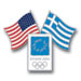Athens 2004 Oversized Greek / USA Flag Pin