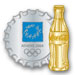 Athens 2004 Silver Bottle Cap with Gold Semi 3-D Coca Cola Double Pin