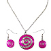 Pink Minoan Swirl Motif Necklace and Earring Set with Rhinestones