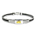 The Hephaestus Collection - Rubber and Steel Bracelet with 18k Gold Emblem - Parthenon