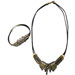 Ceramic Necklack & Bracelet leather set K370_B220 blackgold