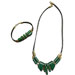 Ceramic Necklack & Bracelet leather set K370_B220 green