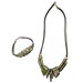 Ceramic Necklack & Bracelet leather set K370_B220 greengold