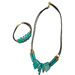 Ceramic Necklack & Bracelet leather set K370_B220 turqoise