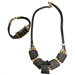 Ceramic Necklack & Bracelet leather set K400_B160 black