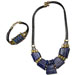 Ceramic Necklace & Bracelet leather set K400_B160 Blue