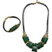 Ceramic Necklack & Bracelet leather set K400_B160 green