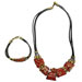 Ceramic Necklack & Bracelet leather set K400_B160 redgold