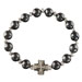 Metallic Color Beaded Bracelet w/ Cross (8mm)