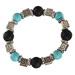 The Santorini Collection - Black Lava Rock w/ Teal Bead and Greek Key (12mm)