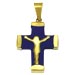 18 Gold & Blue Lapis Glass Cross Crucifix
