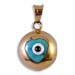 14k Gold Evil Eye Circle Pendant - 2 sided Heart Design (10mm) 