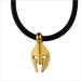 24k Gold Plated Sterling Silver Necklace w/ Rubber Cord - Ancient Greek Warrior Helmet (15mm)