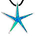 Sterling Silver and Opal Large Starfish Pendant 42mm, w/ 16" Black Silk Cord