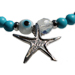 The Nefeli Collection - Blue Coral Bracelet Wiith Silver Star Fish and Evil Eye (4mm bead) 