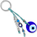Greek Custom Name Good Luck Keychain - Large Mati Evil Eye 123336