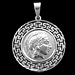 Sterling Silver Pendant - Athena and Parthenon with Greek Key (34mm) Rhodium Plated