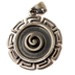 Neoclassic Collection :: Greek Key Round Pendant with Spiral Motif Center w/ leather cord 
