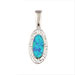 The Neptune Collection - Sterling Silver Pendant - Oval w/ Greek Key & Opal (17mm)