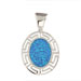 The Neptune Collection - Sterling Silver Pendant - Oval w/ Greek Key & Opal (29mm)