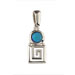 The Neptune Collection - Sterling Silver Pendant - Square Greek Key & Opal (18mm)