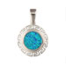 The Neptune Collection - Sterling Silver Pendant - Circle w/ Greek Key & Opal (17mm)