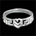 Sterling Silver Greek Key Heart Ring