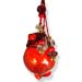 Glass Pomegranate Good Luck Ornament (Gouri) - 4" red flat back